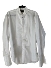 Diamante Couture Collection Men&rsquo;s White Pleated Tuxedo Shirt 44" 16-1/2