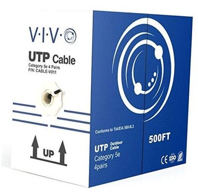 Black 500ft Bulk Cat5e, CCA Ethernet Cable, UTP Pull Box, Cat-5e Wire,