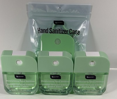3 Pack B.Pure Moisturizing Scented Hand Sanitizer Sugared Pistachio + 1 Case