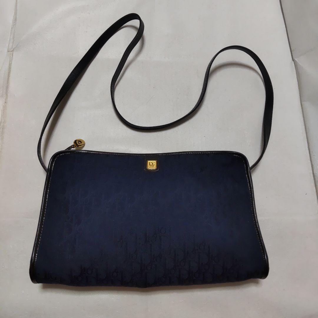 Dior Oblique Shoulder Bag Leather Black Authentic F0510369