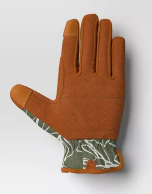 #ad Threshold Outdoor Patio Duck Canvas Work Gloves.. M L Floral Moss Green NWT $10.65