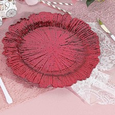 24 BURGUNDY 13" Round Textured Charger Plates Wedding Dinner Decorations Home