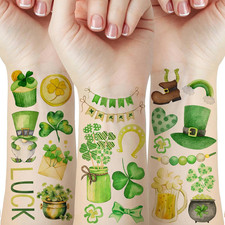 St Patrick  s Day Temporary Tattoos 76 Pack Shamrock Clover Party Favor Set
