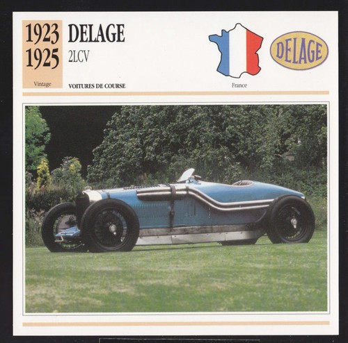 1923 1924 1925 Delage 2LCV Race Car Photo Spec Sheet Info Stat French Atlas Card - 第 1/1 張圖片