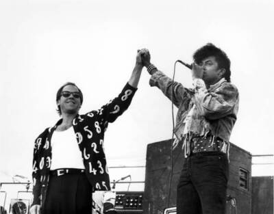 David Frank Mic Murphy from The System performs in Chicago 1987 OLD MUSIC PHOTO