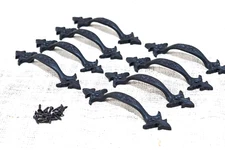 8 Cast Iron Black Handles Gate Pull Shed Door Barn Handle Fancy Drawer Pulls