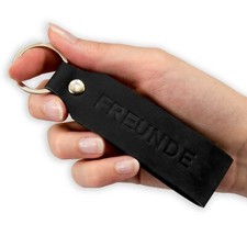 " Samui " Keychain Engraving Friends Tumatsch-Leder Real Leather IN Black