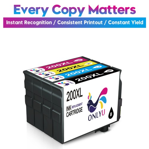 200XL Ink Cartridge compatible for Epson 200XL WF-2540 WF-2530 XP-200 XP-300 Lot - Foto 4 di 9