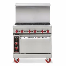 American Range AR-12G-4B 36" Gas Restaurant Range w/ (4) Open Burners, 12" Gr...