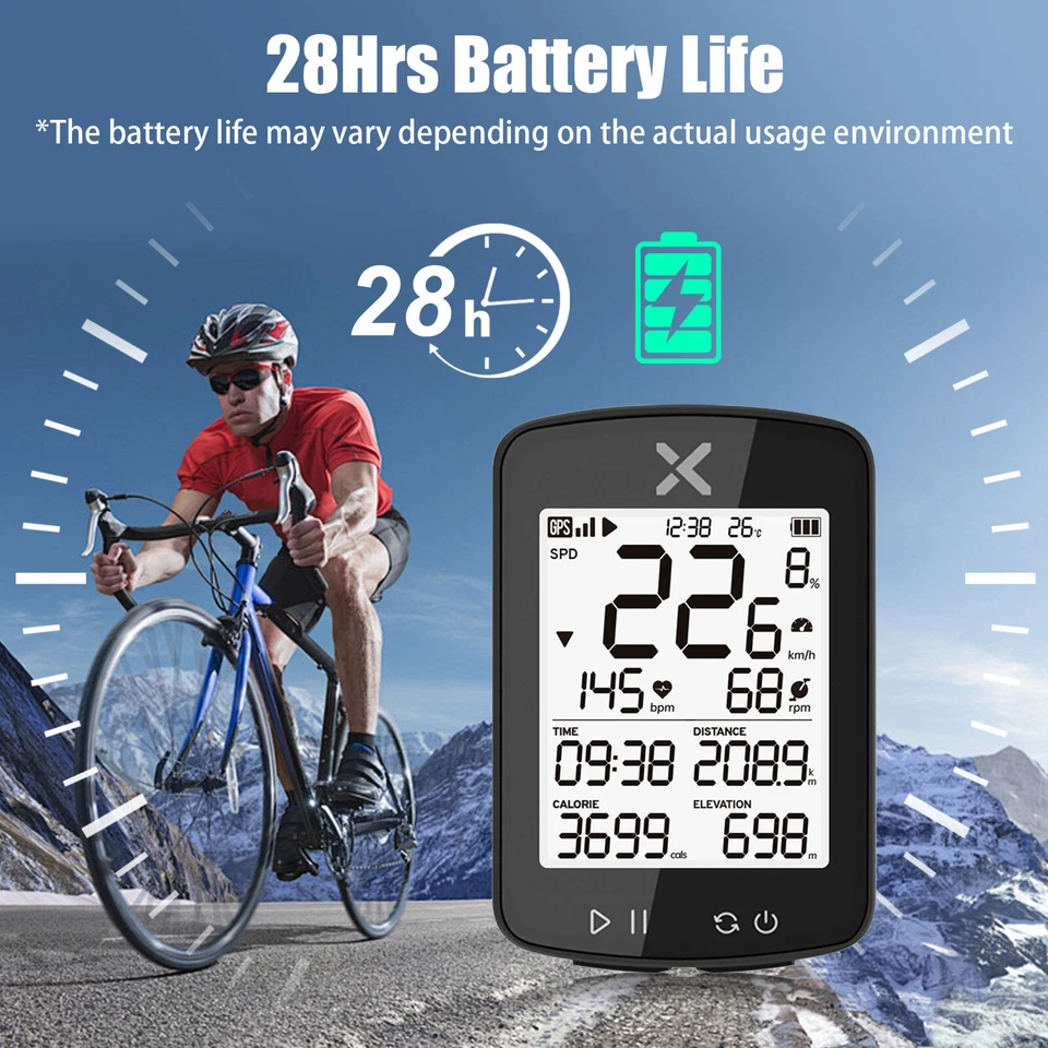 Bicycle GPS Wireless Computer Digital Speedometer Heart Rate Monitor w/Mount - Image 3 of 4