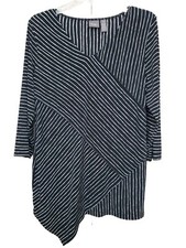 Chico's Travelers Classic Diagonal Striped Asymmetrical Hem Tunic Size 3 XL 