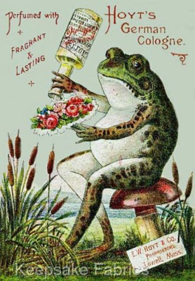 Vintage Frog Hoyts Ad Cotton Crazy Quilt Block