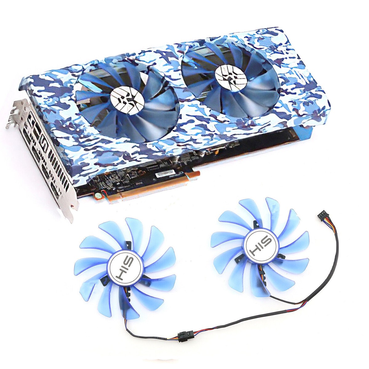 Cooling Fan Graphics Card Radiator for HIS RX5700XT 8GB Blue/Pink Army - Main Image