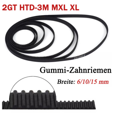 2GT 3M MXL XL Gummi-Zahnriemen Geschlossen Breite 6/10/15mm für CNC 3D Drucker