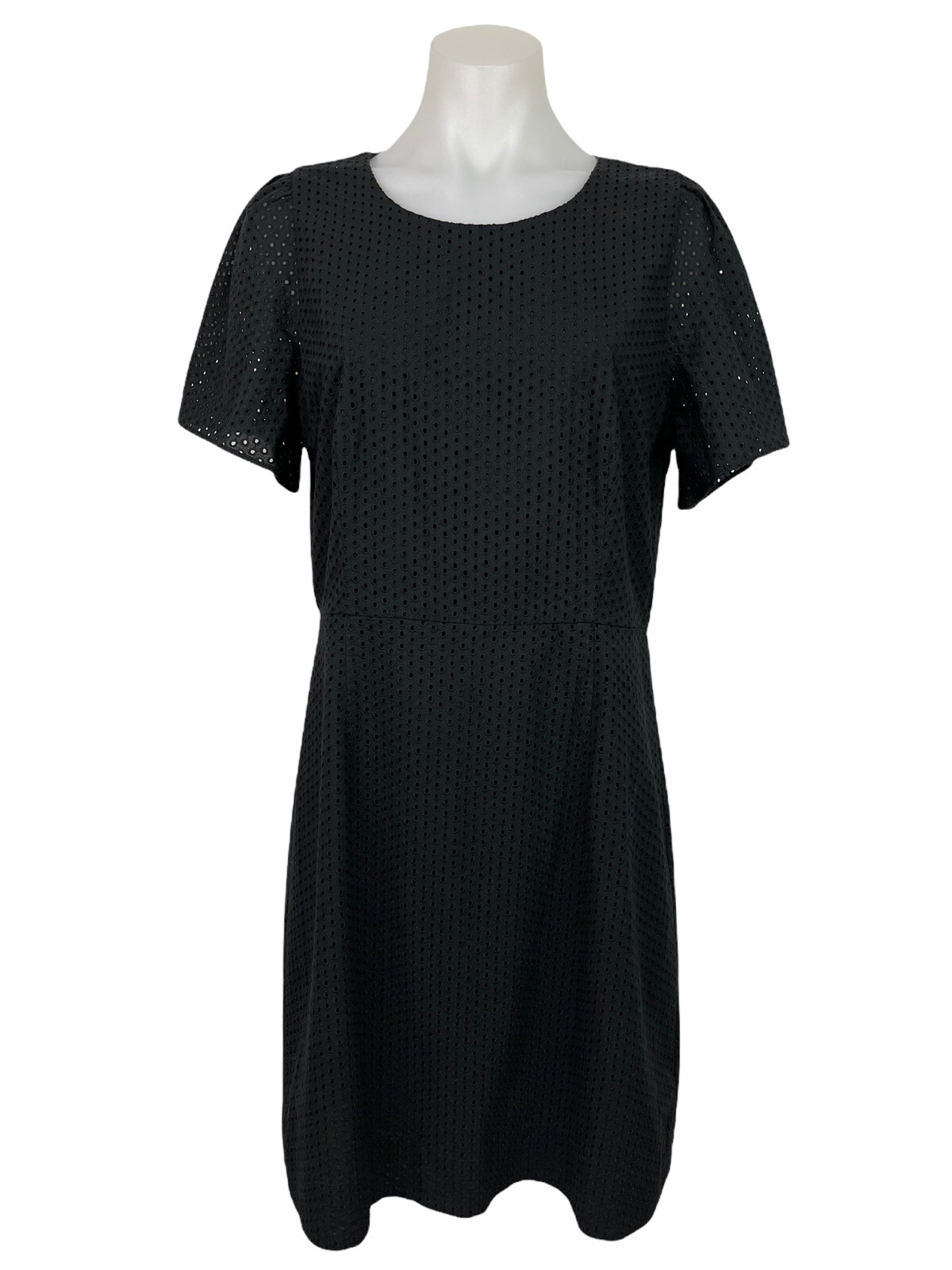 J Crew Black Eyelet Dress Cotton Short Sleeve Lined Women’s Size 10 eBay