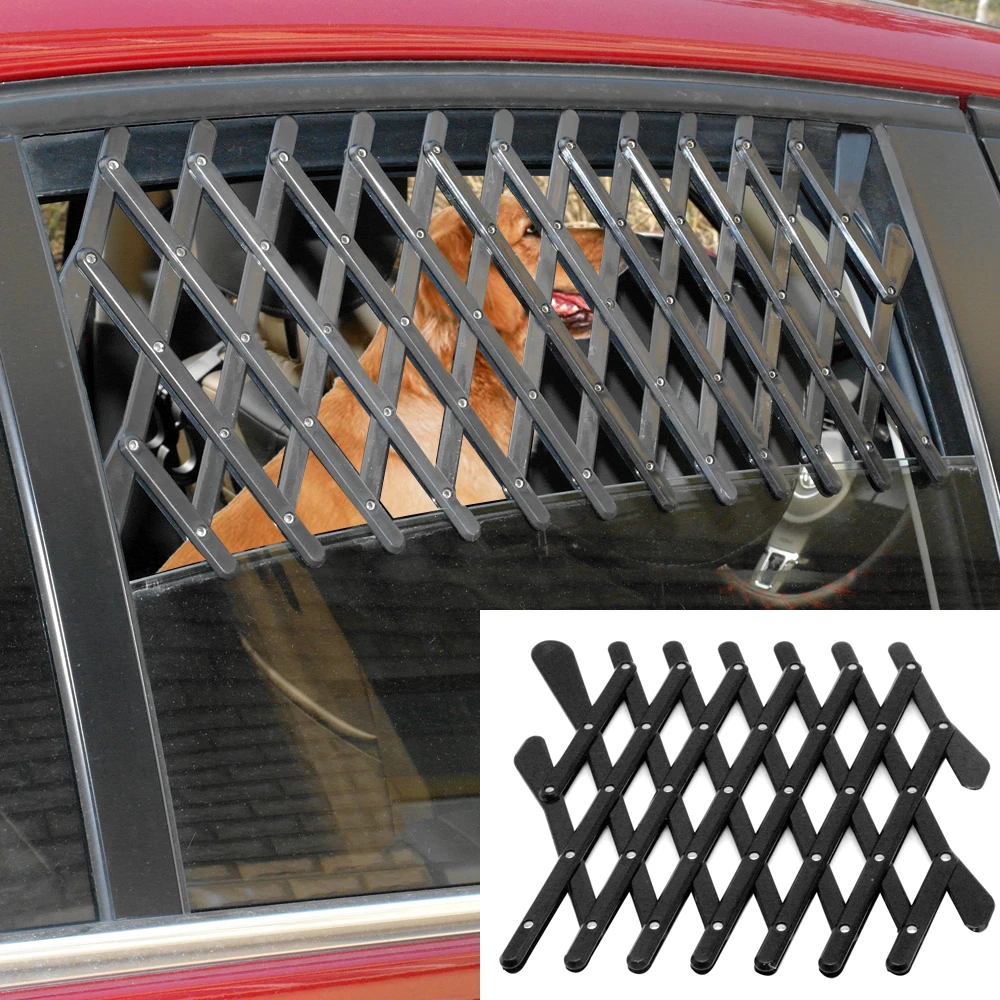 Pet Dog Travel Car Window Ventilation Grill Outdoor Safe Guard Mesh Black S  L