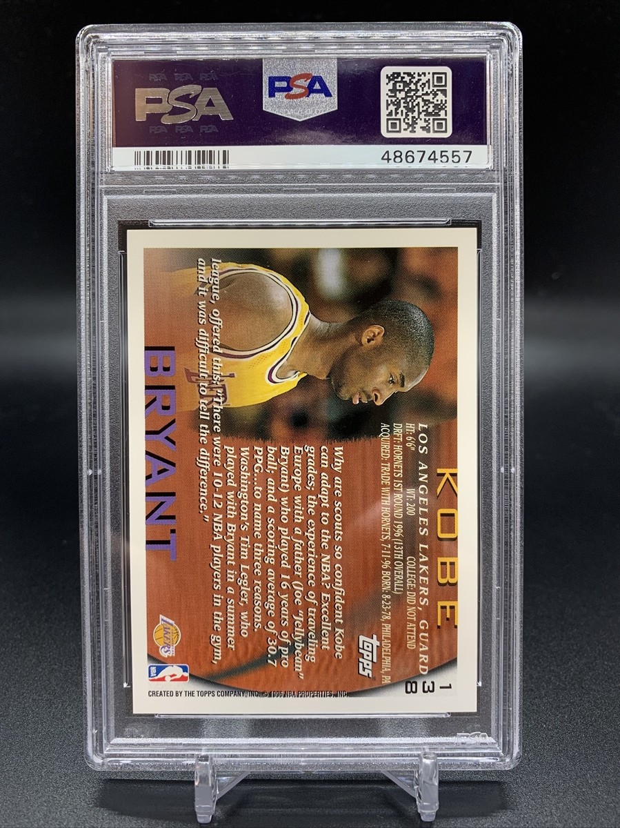 【NBA】Kobe Bryant 1996 Topps #138RC PSA9 1996 Topps Basketball Kobe Bryant ROOKIE RC #138 PSA 9 MINT