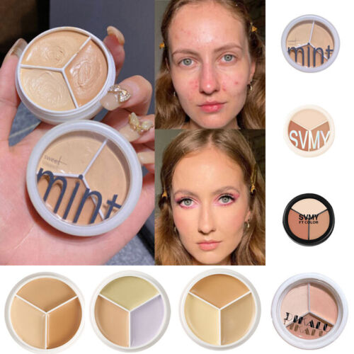 3 Colors Makeup Contours Face Cream Concealer Palette Repairs And Cover For Acne - Picture 1 of 28