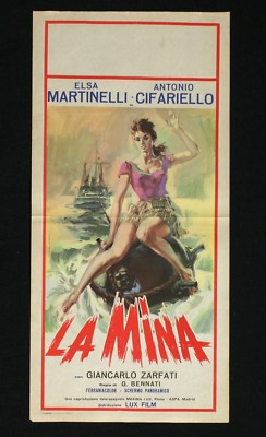 LA MINA locandina poster Elsa Martinelli Cifariello Mare Barca Nave AR68