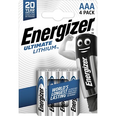 4 x Energizer Ultimate AAA Micro Lithium FR03 L92 1,5V Photo 1 x 4er VPE