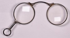 Silver Folding Lorgnette Eyeglasses Works Reading
