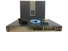 CISCO WS-C3750E-24PD-S 24-Port Gigabit POE Switch 10Gbps Uplink ios-15.0 3750E