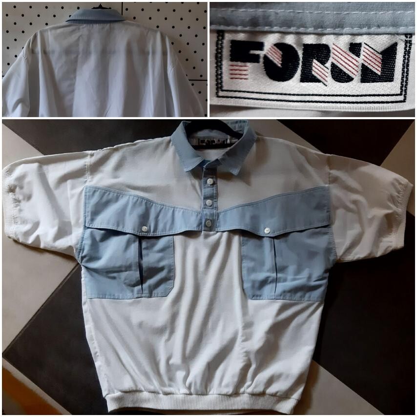 Vintage 80s FORUM Sweatshir Sports Polo Shirt Size M Cotton Blend