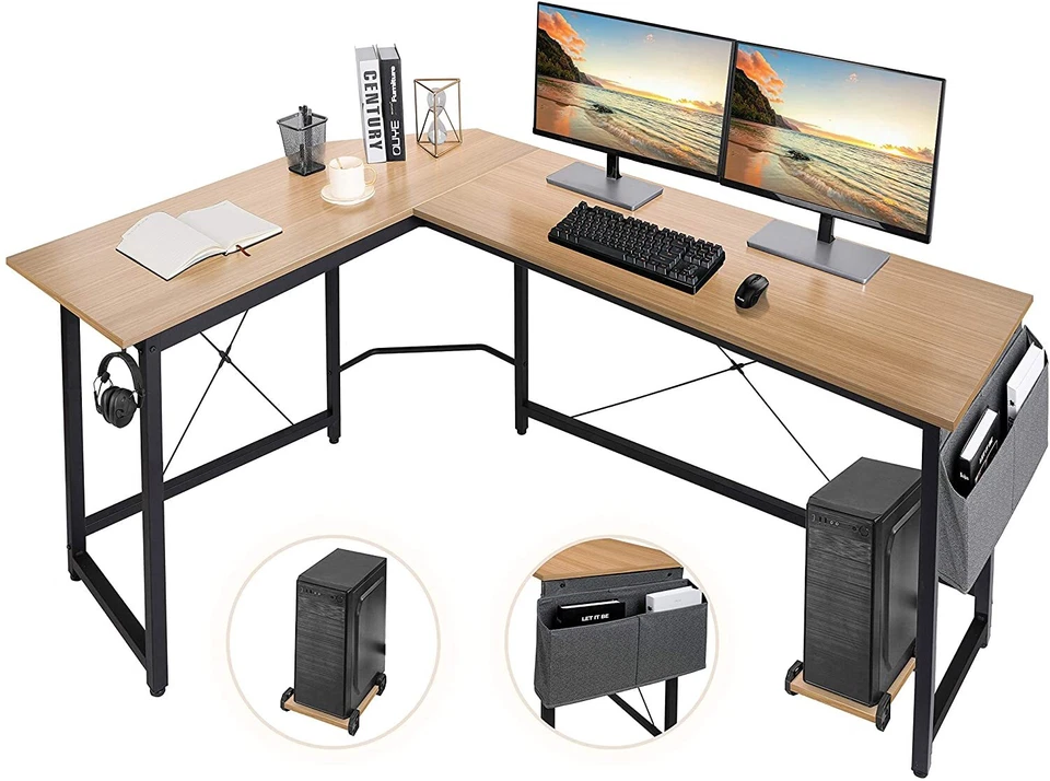 HOMFA Gaming Computertisch Mit L-Form Eckschreibtisch Schreibtisch PC Bürotisch 167cm