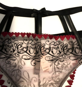 Victorias Secret High Waist Caged Panty Size L Love Letters Embroidered Hearts