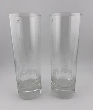 Set - 2 Courvoisier Etched Tall Highball Cocktail Cognac Drinking Glasses France
