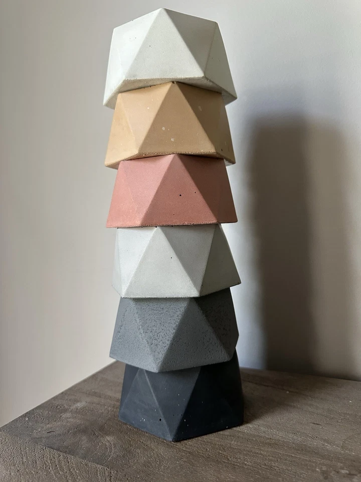 Hand Made Artisan Concrete Geometric Succulent Planter Pot Hexagon Shape 4 X 2 - Image 2 of 4