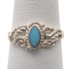 925 Solid Sterling Silver Turquoise Ring Size 7 Vintage Gift