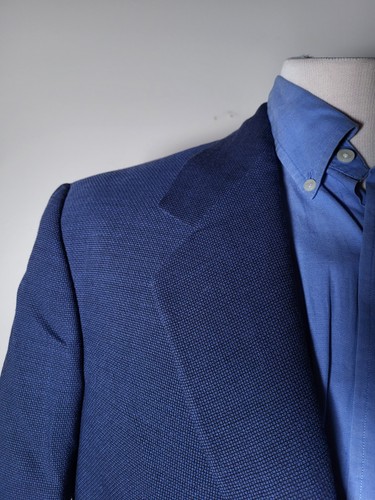48C 38S VERSACE V2 blue Black Hopsack Loose-weave Wool Check Jacket Blazer Coat - Picture 3 of 9