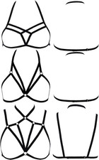 3 Pieces Women Bra Cupless Elastic Hollow Harness Lingerie for Women Supplies Li