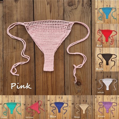 Häkeltanga Dessous für Damen mit seitlichen Bindebändern und Farboptionen