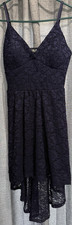 Lily Rose Navy Blue Lace Dress Jrs Size Large Asymmetrical Longer in Back NWT