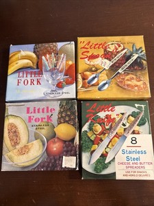 Vintage Retro Mid-century Little Forks, Little  Cheese Knife & Little Spoon Sets