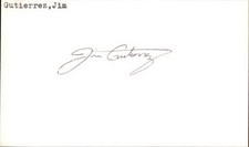 Jim Gutierrez Signed 3x5 Index Card Cut Pilots Autograph Den