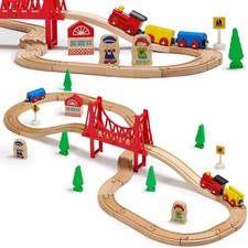 SainSmart Jr. Wooden Train Set for Toddler - Double-Side Medium, Wood