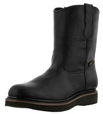 Mens Work Boots Soft Toe Black Leather Pull On Botas Trabajo Size 6-7, 9, 10