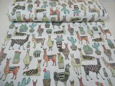 Michael Miller quilt-craft fabric LOVELY LLAMAS white BTY (co-7297) cotton DUCK!
