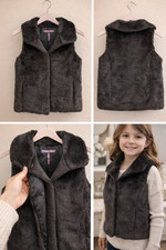 Girls Faux Fur Vest Soft Stylish Black