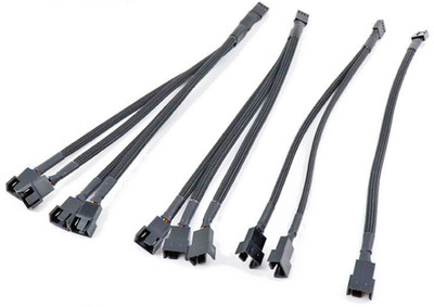 PWM 1 auf 2, 3, 4 Verlängerung 12V PC Lüfter Y Splitter Kabel 27cm schwarz - ummantelt Kabel