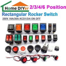 2/3/4/6 Position Rectangular Rocker Switch 250V 16A/30A KCD1/3/4 ON OFF