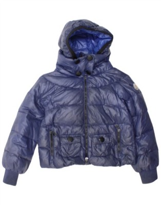 Moncler Mädchen kurze wattierte Jacke mit Kapuze 11-12 Jahre blau Polyamid AZ09