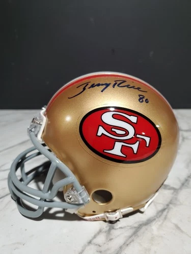 Jerry Rice Joe Montana Signed Autograph SF 49ers Mini Helmet NFL Football