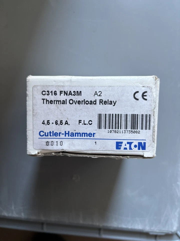 MEM NEW EATON CUTLER HAMMER C316FNA3M SERIES A2 4.5 TO 6.5 AMP OVERLOAD RELAY