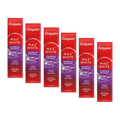 6x Colgate Max White Purple Reveal 75ml Whitening Zahnpasta Instant Brightening