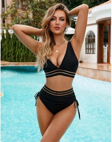 Conjuntos de bikini Blooming Jelly para mujer cintura alta control de barriga trajes de baño color talla XL - Imagen 2 de 4