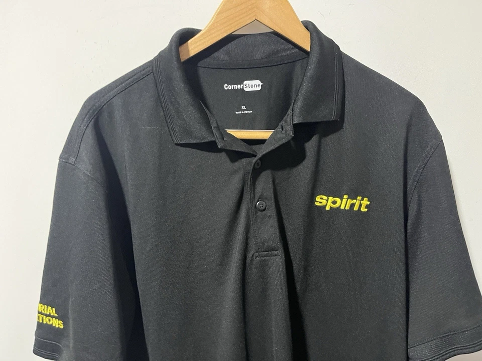 Spirit Airlines Material Operations Black Dri Fit Polo Shirt Men’s Size XL - Image 2 of 4